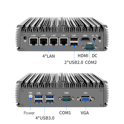 Beli Industri Tanpa Kipas Mini PC 4 LAN RJ45 Giga Quad Core J4125 Core I3 I5 I7 Tanpa Kipas Industri Mini PC komputer online manufacture